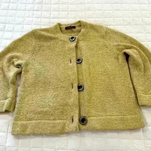 Jones Wear cropped cardigan in gold beige - Size Med